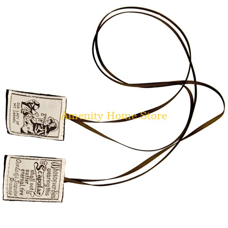 F26C Catholic Scapular Embroidered Scapular Our Lady of Mount Carmel Devotional Rosary Catholic Garment Accessories