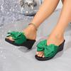 2025 Butterfly-knot Women's Slippers New Open Toe Outdoor Casual Comfortable Summer Plus Size Best Seller Wedge Slippers