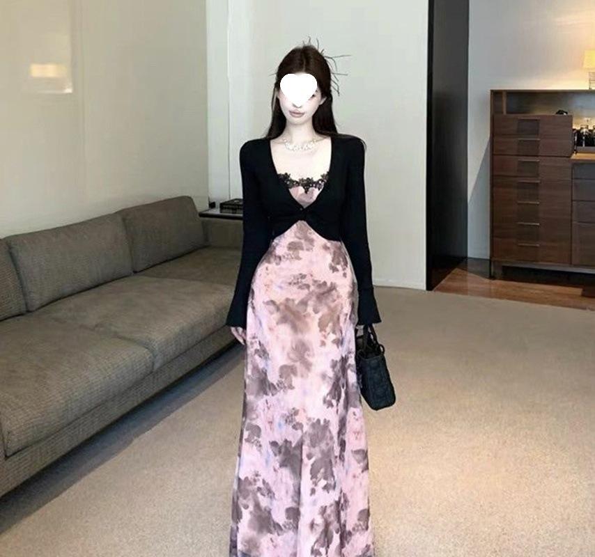 French Temperament Floral Suspender Dress Children Summer Pure Desire Spice Girl Sexy Seaside Vacation High-end Long Dress