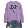 Valentine's Day Women's Retro Heart Print Long Sleeve Casual Round Neck Sweatshirt