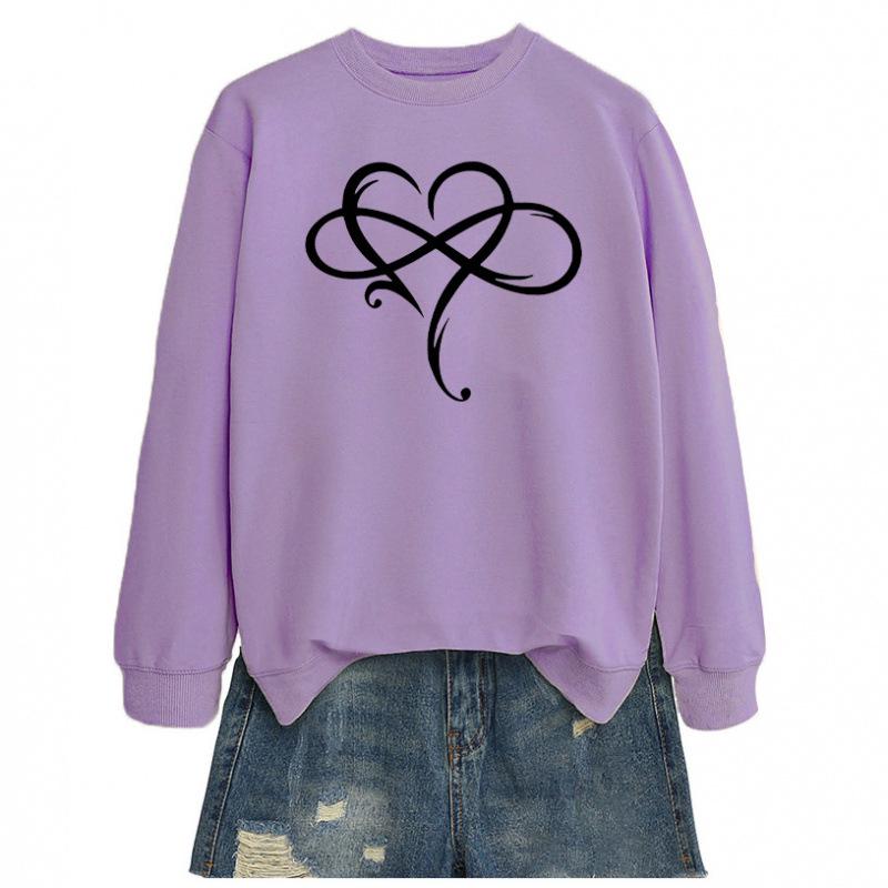 Valentine's Day Women's Retro Heart Print Long Sleeve Casual Round Neck Sweatshirt