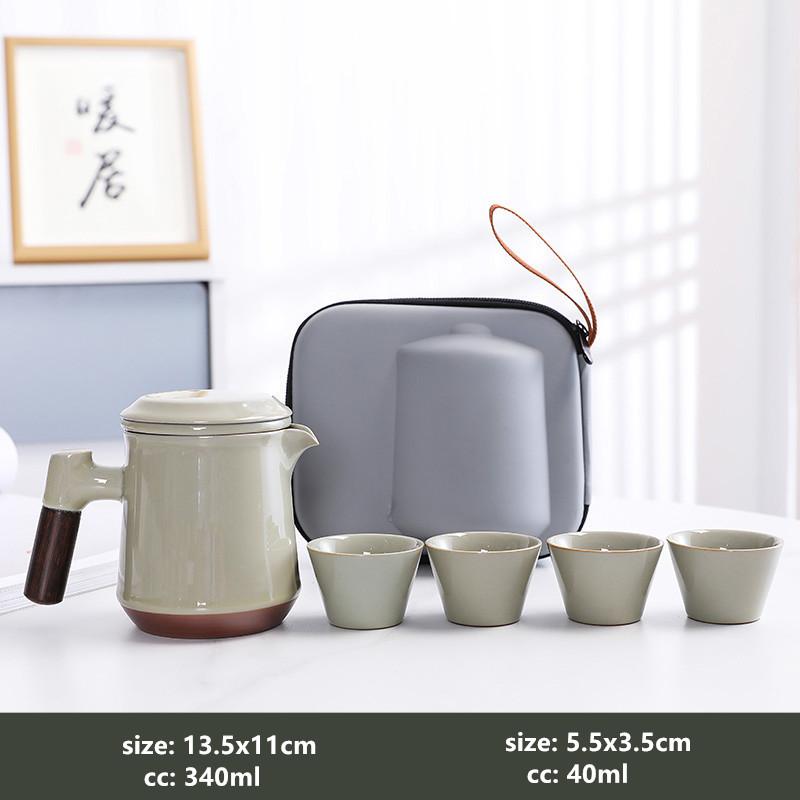 

Travel Ceramic Tea Set Outdoor Portable Tea Infuser and Cup Set Handmade Beauty Filter Teacups Custom Tea Accessories