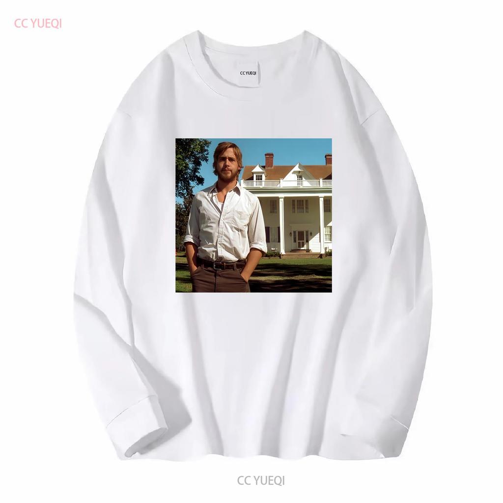 Ryan Gosling Pamiętnik Noah Bawełniany T-shirt Heavy Długi lub krótki rękaw vintage Prany ubrania projektanta mody Miękki Casual