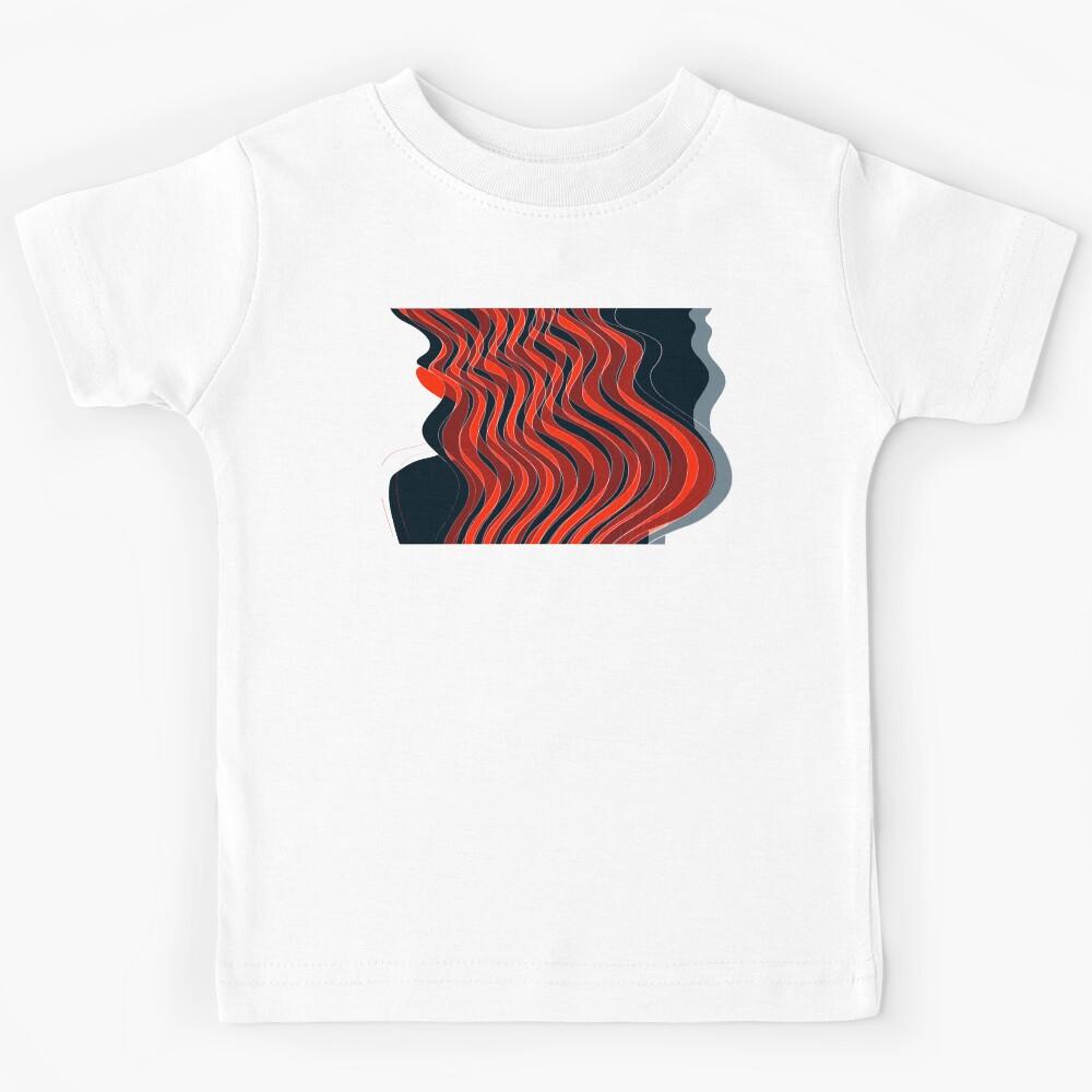 Waves Lines Red and Black Double Kids T-Shirt 160