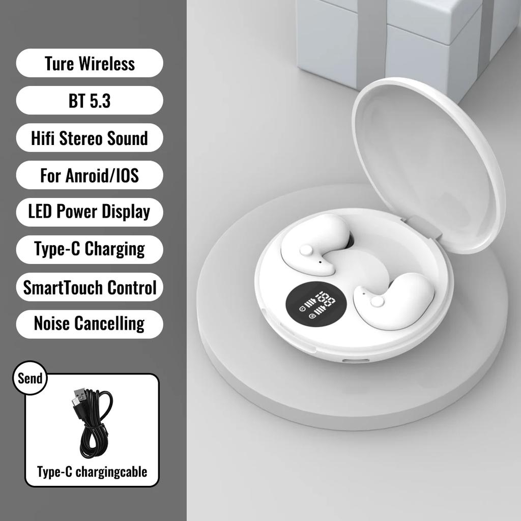 Bluetooth 5.3 Earphones Invisible Sleep Earbuds Wireless In-ear Headphones HiFi Stereo Noise Reduction Hedsets for Huawei