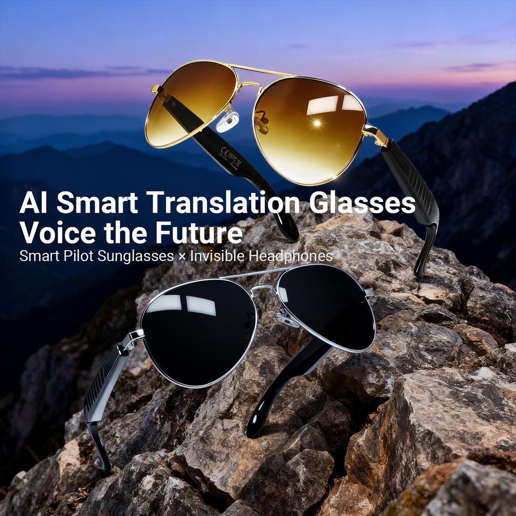 AI Smart Bluetooth Sunglasses: Real-time Translation In 100+ Languages, Call Support, and Music Streaming.