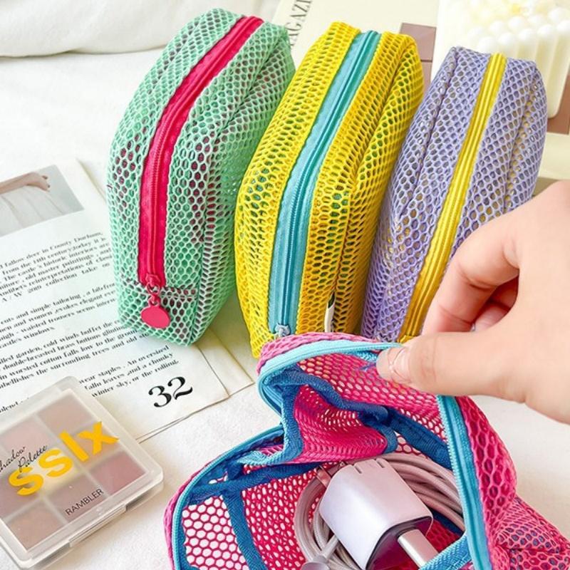 Mini Geldbörse Tragbare Mesh-Make-up-Tasche Dopamin-Mesh-Gewebe Geld Lippenstift Lidschatten Aufbewahrungstasche für Reisen Einkaufen