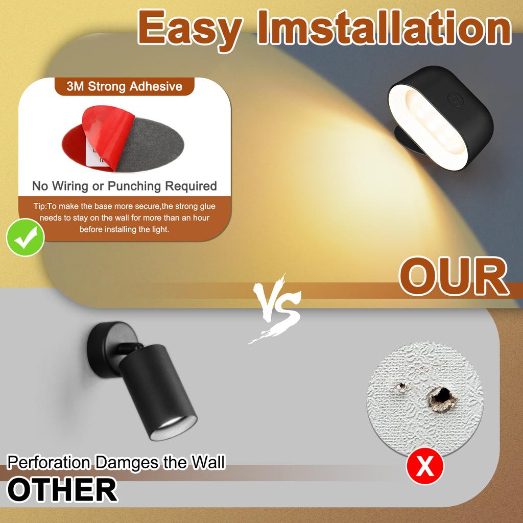 Remote Control Touch Night Light 360 Degree Rotation Bedroom Bedside Lights RGB Color Change Dimmable Lamp