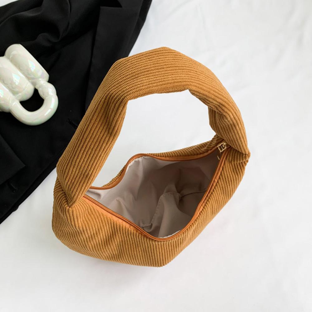 Women Daily Shoulder Bag Large Capacity Corduroy Chic Hobo Bag Solid Color Stylish Underarm Bags Padded Simple Dumpling Bag