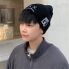 Winter Women Embroidery Knitting Hat Sad Expression Pattern Beanie Hat Hip Hop Style Women Men Warm Woolen Hat