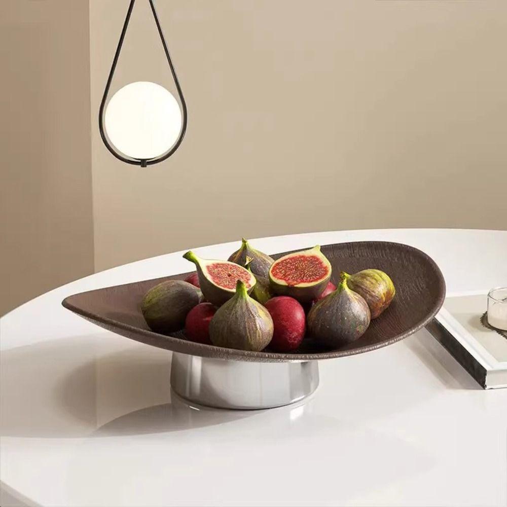 Multi-purpose Jewelry Display Plate Light Luxury Style Oval Decorative Plate Serving Tray Kitchen