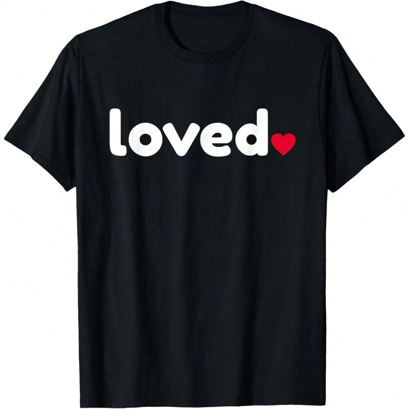 Loved Red Heart Cool Funny Valentines Day Gift For Women Men T-Shirt XL