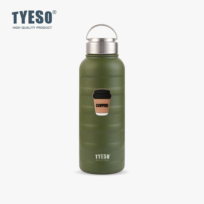 Tyeso 1000ml Large Capacity Vacuum Flasks Stainless Steel Thermos Mug Thermal Tumbler Drinks Cup Water Bottle Portable Thermoses with Coffee Sticker