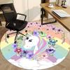 1pc Unicorn Rainbow Flowers Chair Carpet for Office, Round Polyester Mat, Indoor Decor for Office, Easycare Fabric, Washable Non-slip Area Carpet
