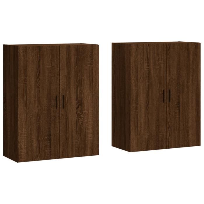 VidaXL Armoires murales 2 pcs chêne marron 69,5x34x90 cm 3195642