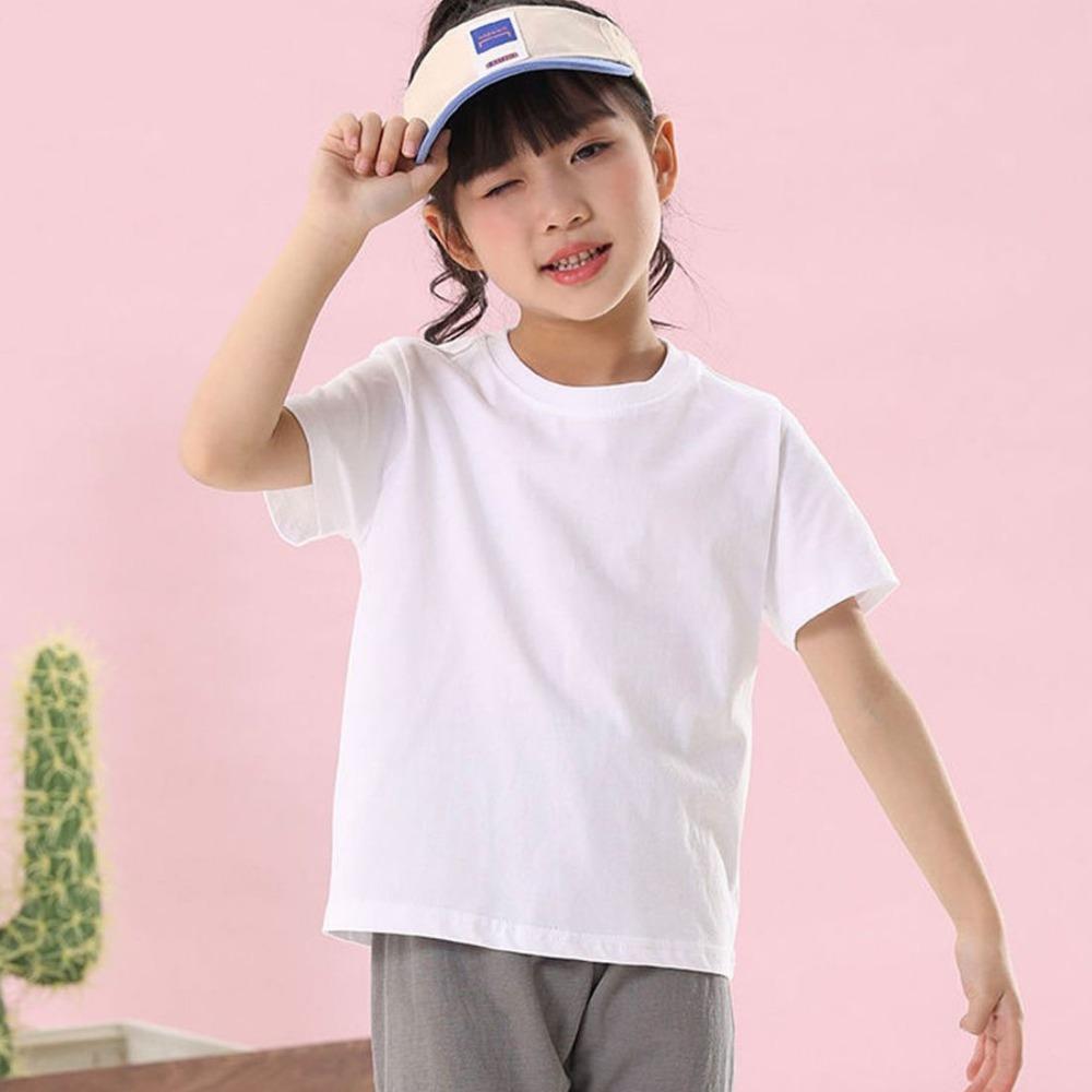 Children Boy Girl T Shirt 2026 New Summer Short Sleeve T-Shirt Cute Style White Solid Color Tops