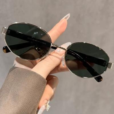 Stylish Oval Sunglasses Vintage Retro UV400 Unisex Trendy Punk Eyewear for Outdoor Sports Women Men