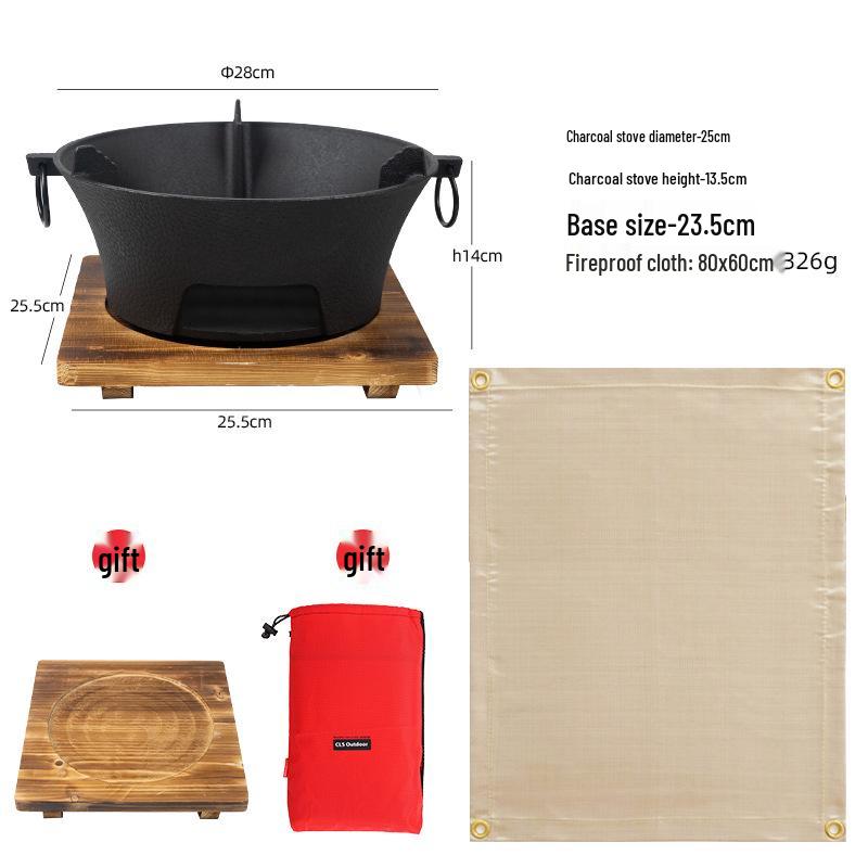 Cast Iron Charcoal Stove & Grill: Outdoor Tea Warmer, Camping BBQ, Hot Pot Fireplace