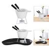 Fondue Pot Cookware Butter Warmer Set Ceramic Fondue Mug Cheese Serving Fondue for Party Date Night Dinner Birthday Wedding
