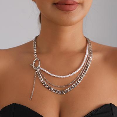 European & American Fashion Imitation Pearl Layered Necklace for Women - Light Luxury Winter Short Necklace