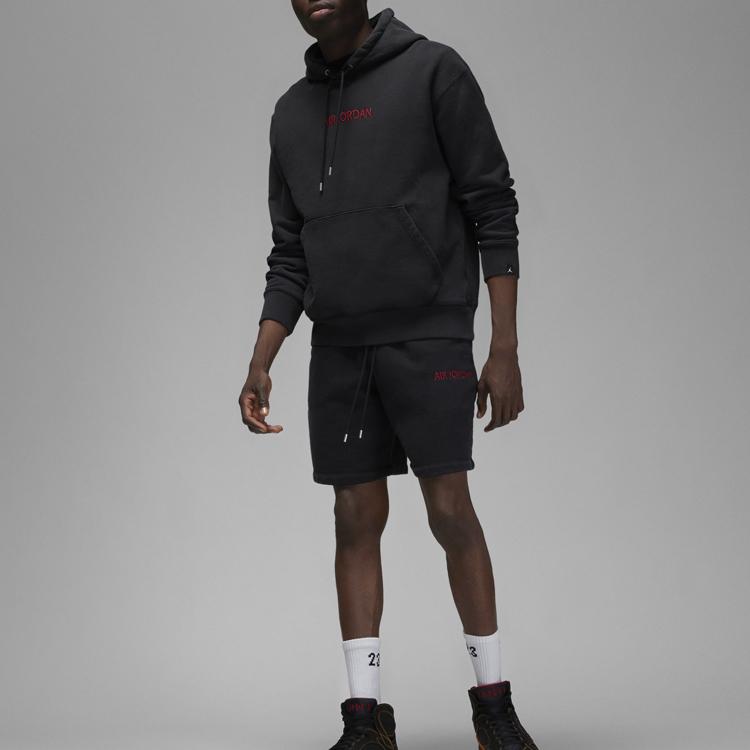 Jordan Alphabet Logo Pattern Drawstring Hoodie Long Sleeve Sweatshirt Men Tops Black DV6464-010