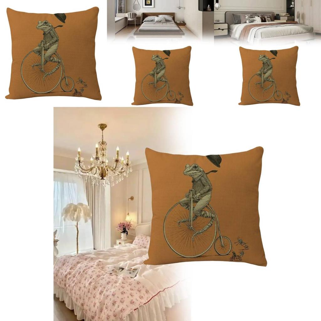 Animal Cartoon Zebra Linen Pillow Cover For Sofa Couch Decor 45x45cm