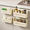 Kitchen Wall-Mounted Cabinet Storage Box Punch-Free with Adhesive Sticker Large Capacity for Spice Jar & Packet Storage