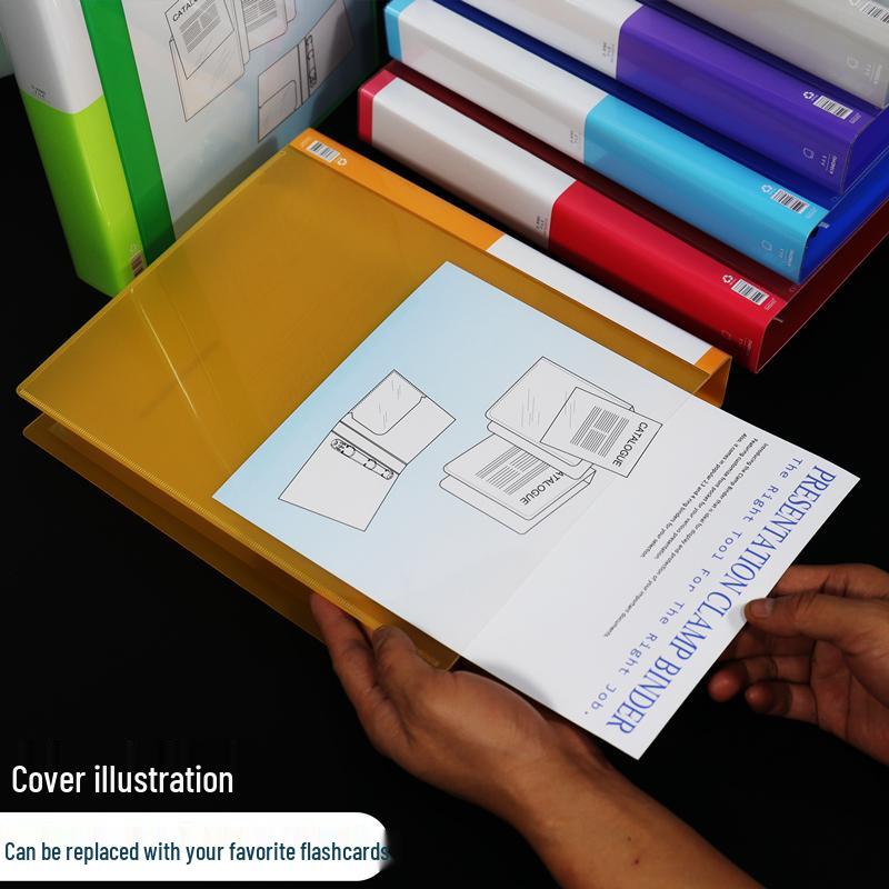 Clear A4 D-Ring Four-Hole Binder - Transparent Cover for Loose-Leaf Pages.
