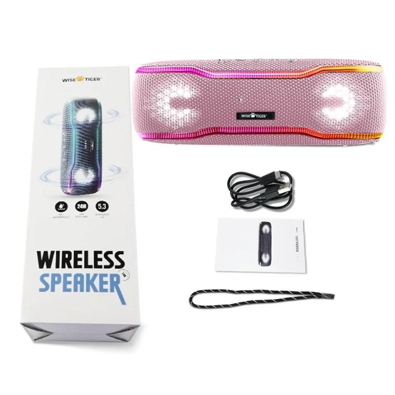 

Wisetiger IPX7 Портативный Bluetooth-динамик 25 Вт Стерео Водонепроницаемый Открытый беспроводной звуковой ящик Красочное освещение Розовый Зеленый Для деталей