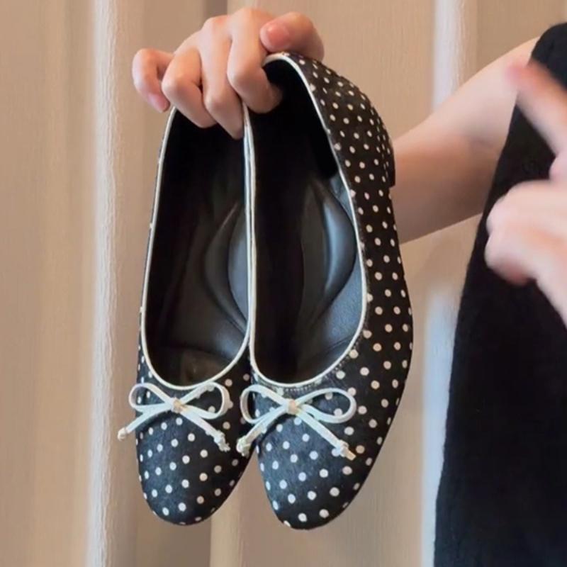 Scarpe con Tacco a Punta Pois e Fiocco Dolce Moda Donna Punta Tonda Aumento Interno Scarpe Mary Jane Eleganti Scarpe da Sera