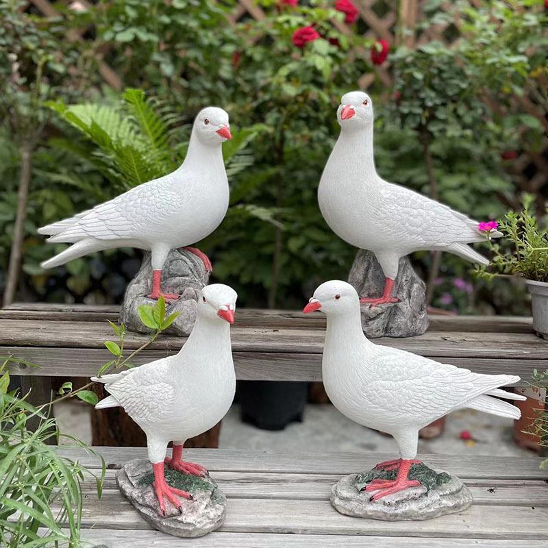 Resin White Pigeon Figurine for Outdoor Garden Decoration