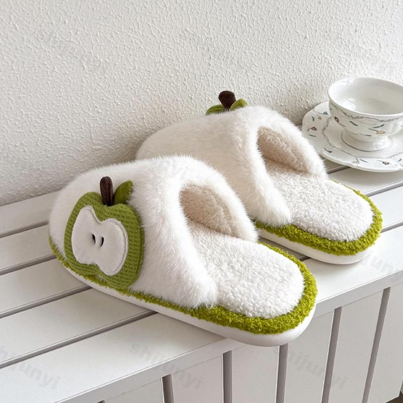 Fashion Couple Cotton Slippers Autumn Winter Women's Indoor Warm Non Slip Home Shoes Lightweight Comfortable Soft Sole Men's Plush Shoes