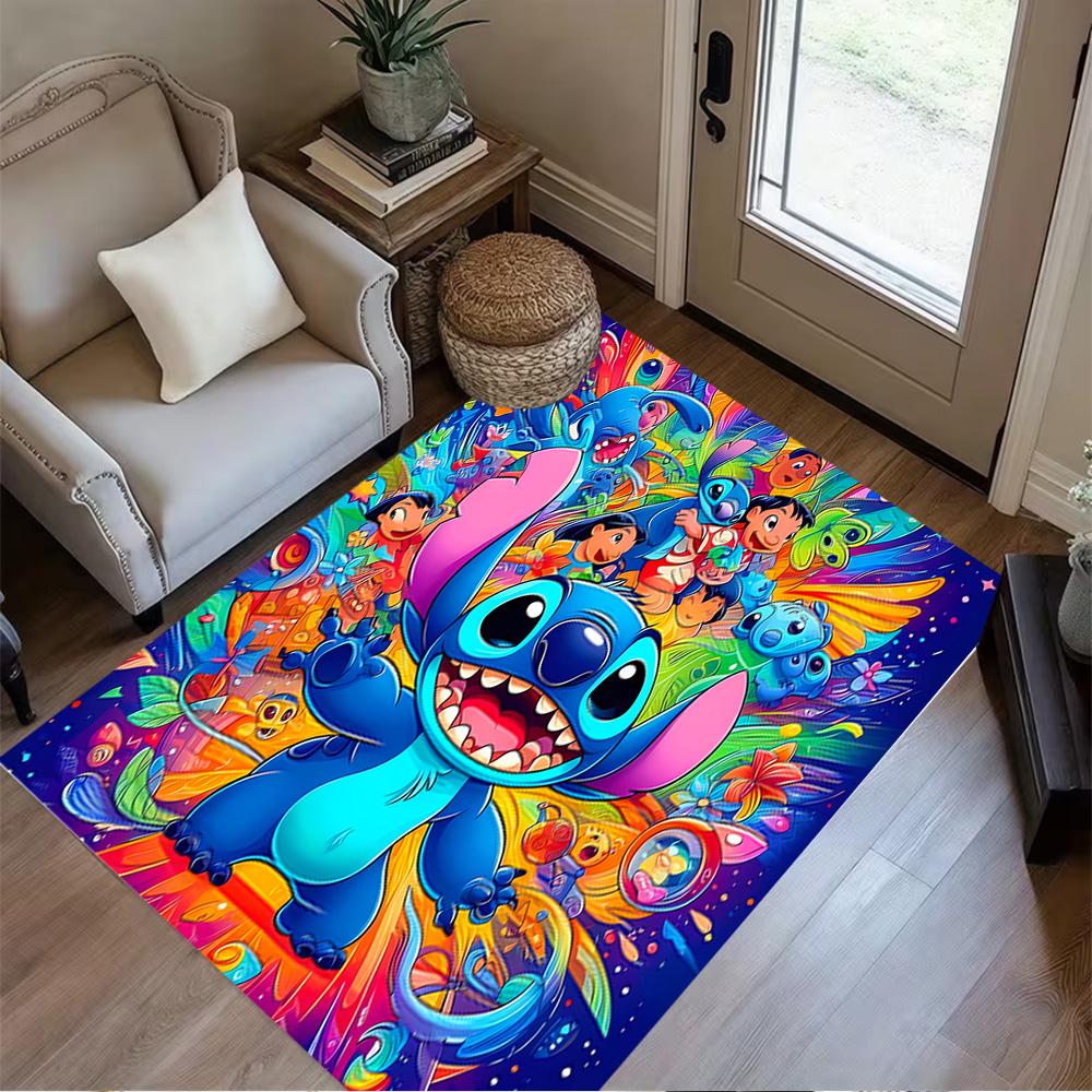 Colorful Stitch Adventure Floor Mat Perfect for Kitchen Outdoor Game Room Bedrooms Antislip Carpet Anime Office Decor Perfect Gift for Friends & Famil