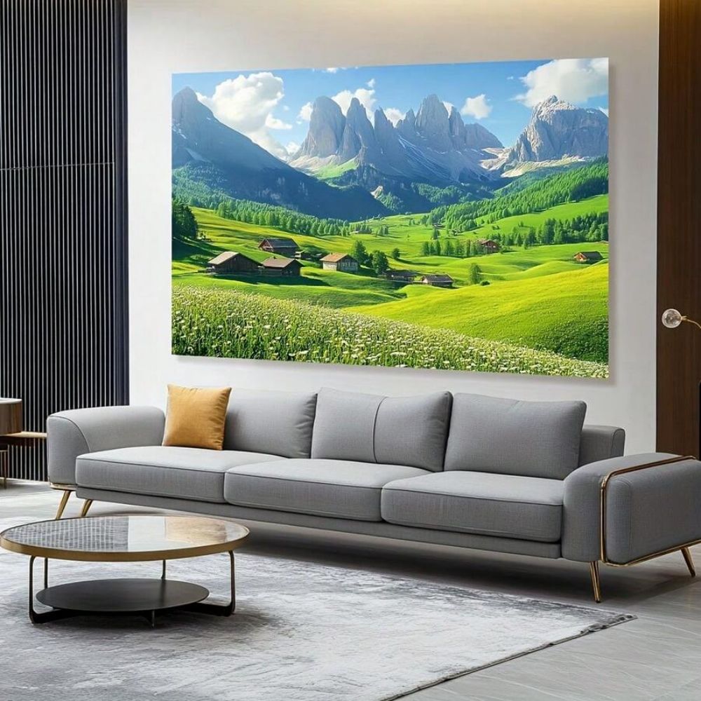VIKAMA Alpenthal Wandteppich Bergwiesen Landschaft Wanddekoration Wohnzimmer Schlafzimmer Studentenwohnheim Wandteppich Heimdekoration