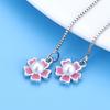 Super Fairy Long Cherry Blossom Earline Pink Flower Pearl Tassel Earrings Sweet and Fresh Women