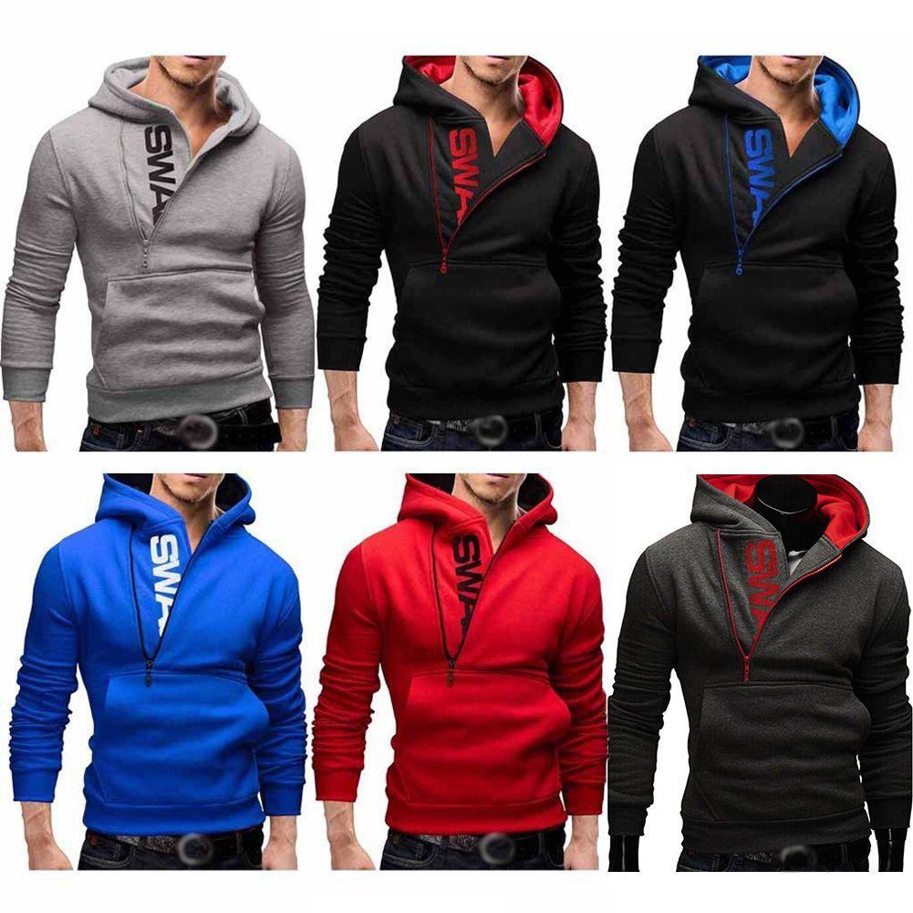 Felpa Casual con Cappuccio, Zip Laterale e Design Color Block da Uomo