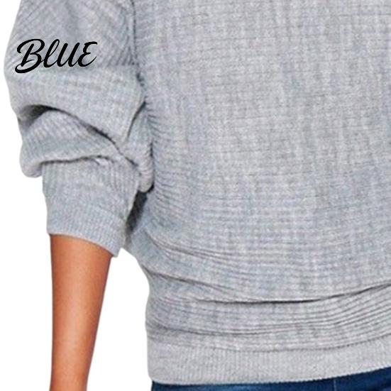 Pullover Pullover Bootausschnitt Fledermausärmel Langarm Gerippt Damen Strickwaren Oberteil Herbst Winter Einfarbig Locker Streetwear