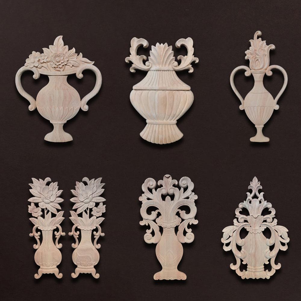 Europe Wood Appliques Onlays Decorative Wood Decals For Furniture Carving Decoration Wall Doors Cabinet Furniture Home Decor