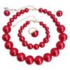 Faux Pearl Earrings Set 3Pcs/Set Imitation Pearls Jewelry Set, Adjustable Length Choker Necklace with Ear Studs Wedding Bracelet And Bracelet,