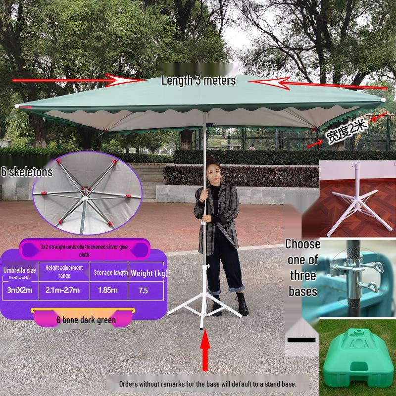 Large Outdoor Rectangular Sunshade Umbrella - Commercial Folding Awning for Courtyard