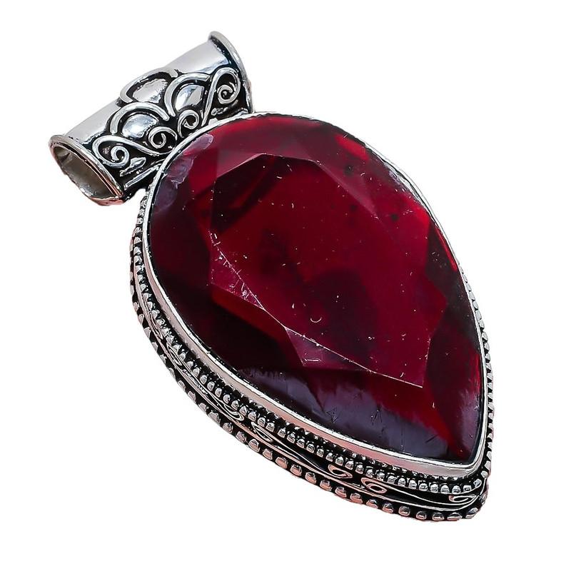 

Подвеска из серебра 925 пробы с мозамбикским гранатом, 2,17 дюйма, AH-817 2.2 красный