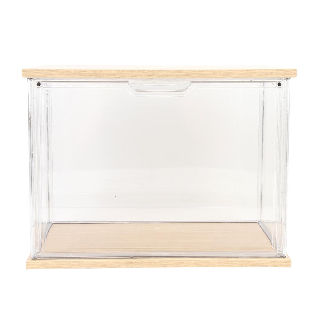 Clear   Display Case Plastic Display Box for Collectibles Doll Home Storage Organizing Toys Wood Base 14.3x8.7 .7in