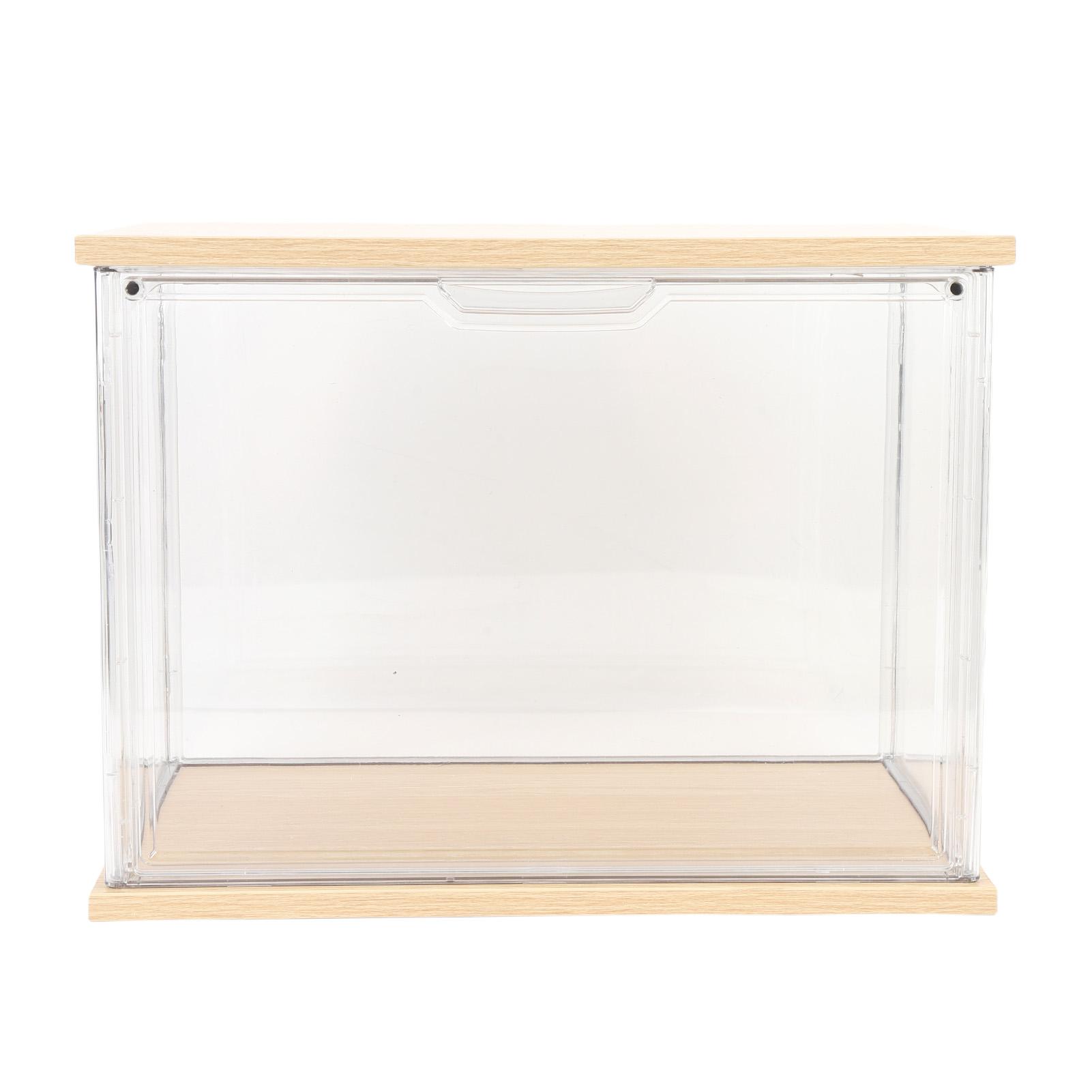 

Прозрачный Пластиковый Дисплейный Ящик для Коллекционных Предметов Куклы Домашнее Хранение Организация Игрушек Деревянное Основание 14,3x8,7x0,7 дюйма