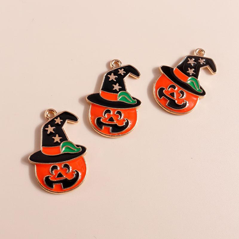 10pcs/lot Mix Enamel Halloween Bat Pumpkin Ghost Charms for Jewelry Making Earrings Pendants Necklaces DIY Keychains Crafts Gift