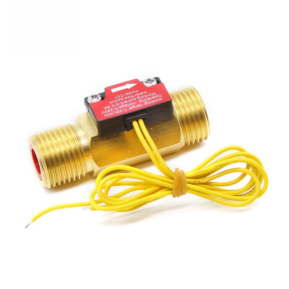Copper Alloy Water Flow Switch Flow Sensor G1 2 Flow Switch Water Flow Sensor G1 2 Thread Connection 1-30L min Flow Range