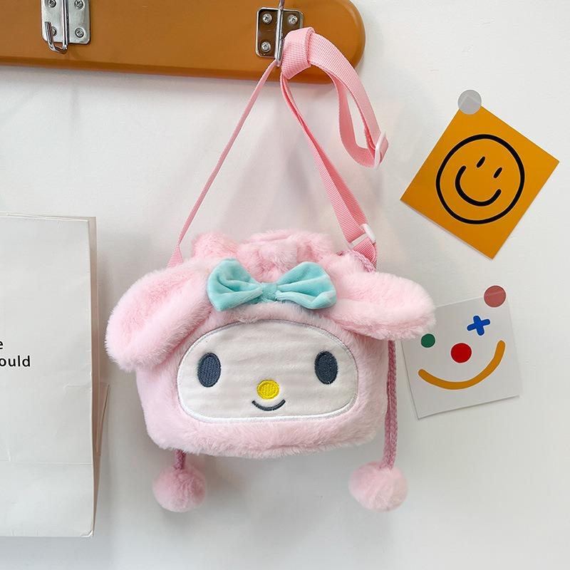 New Cartoon Rabbit Large-capacity Bucket Messenger Bag, Cute Girl Drawstring Plush Bag