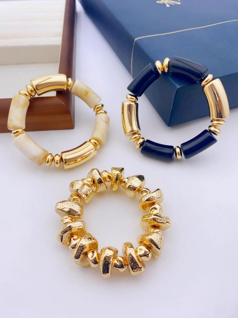 European & American 3-Piece Acrylic Bamboo Bead Necklace