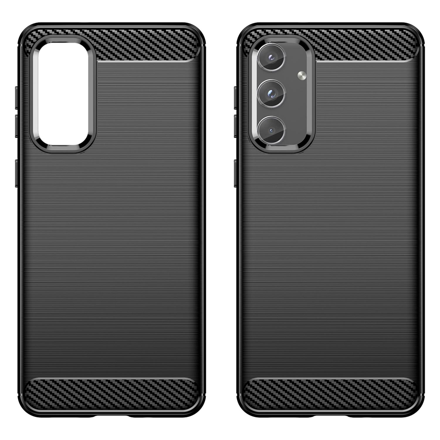 

For Samsung Galaxy M55 5G/C55 5G/F55 5G Brushed Phone Case Carbon Fiber Texture Soft TPU Cover Black
