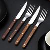 Geschirrset Klassisches Französisches Design 5-teiliges Edelstahl-Besteck mit Imitation-Holzgriff Spülmaschinenfest Besteckset Rostbeständig Steakmesser