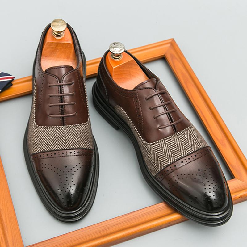 

Дизайнерская мода Новые мужские оксфорды из кожи пэчворк смешанных цветов с острым носком Джентльменская свадебная обувь Формальная деловая обувь 38